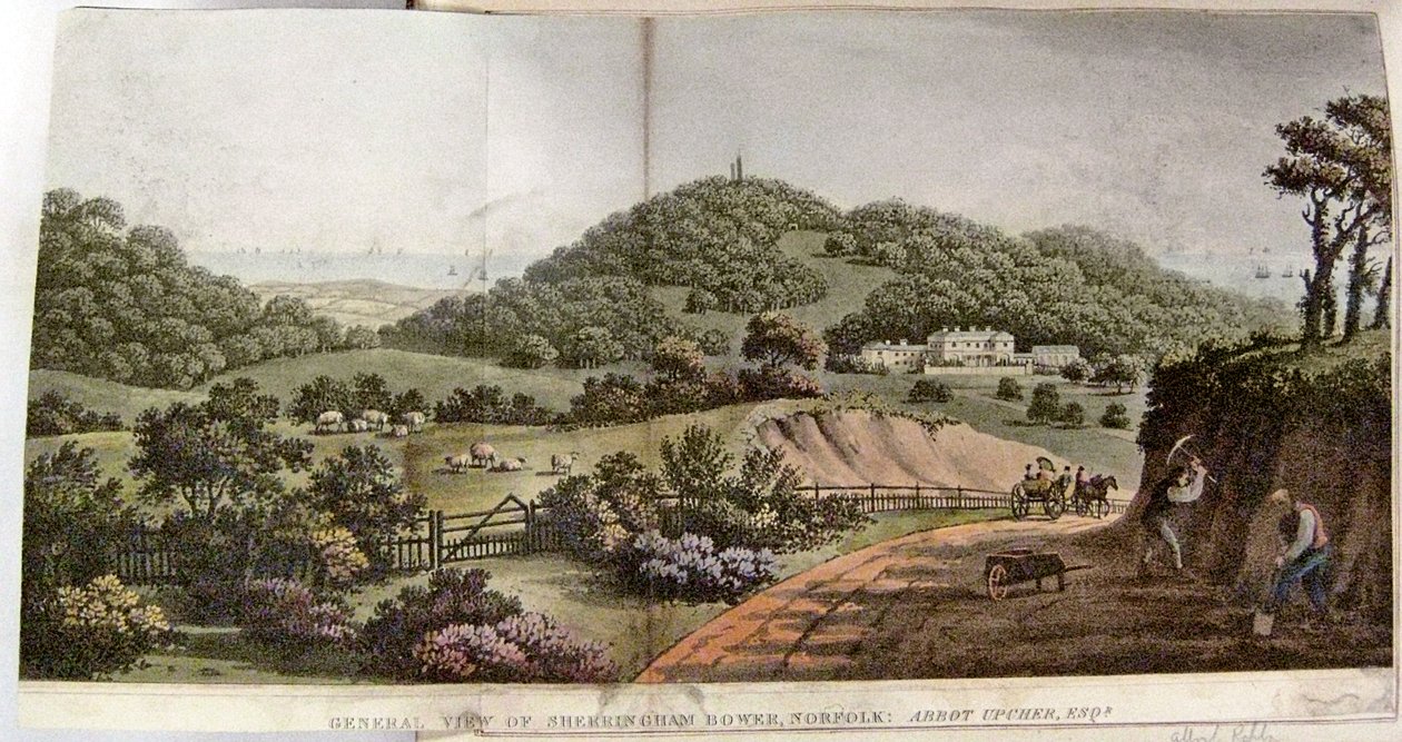Vista geral de Sherringham Bower, Norfolk: Abade Upcher, c.1812 de Humphry Repton
