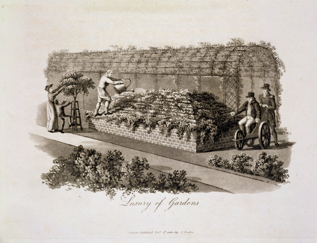Luxo dos Jardins, de &39;Fragmentos sobre a Teoria e Prática da Jardinagem Paisagista&39;, publicado em 1816 (aquatint) de Humphry Repton