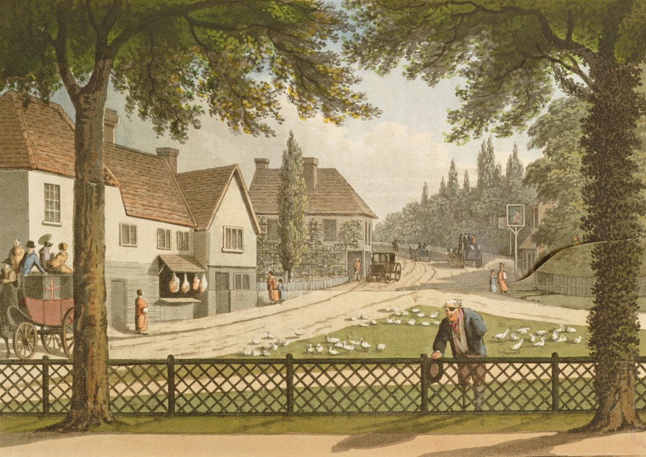 Vista de minha própria casa de campo em Essex (antes) dos "fragmentos na teoria e na prática da jardinagem de paisagem", bar. 1816 (ver também 41995) de Humphry Repton