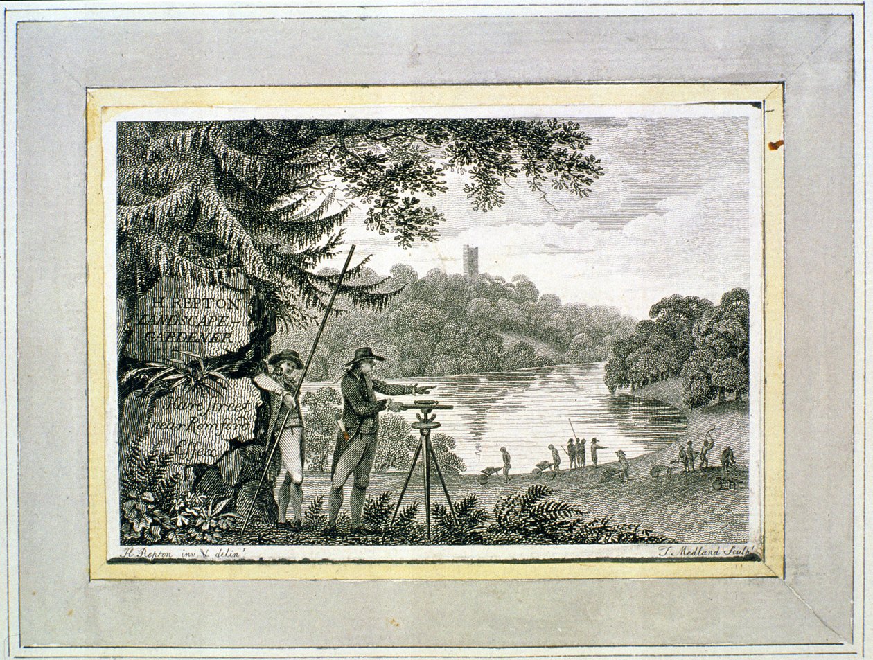 Cartão de visita de Humphrey Repton, gravado por Thomas Medland (fl.1808-22) de Humphry Repton