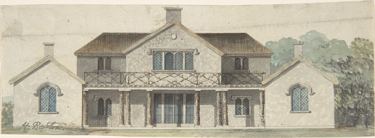 Projecto para uma cottage ornée em estilo Tudor de Humphry Repton