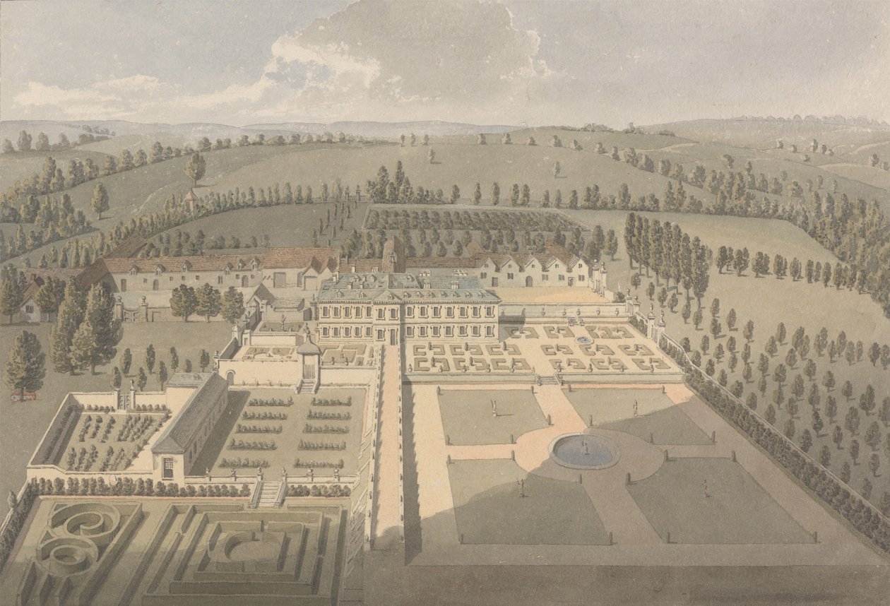 Sarsden House and Gardens, Oxfordshire: Vista em Olhos de Pássaro de Humphry Repton