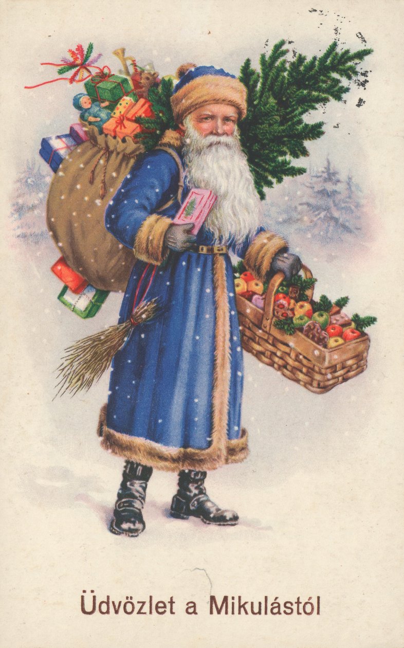Postal de Natal húngaro (litografia a cores) de Hungarian School