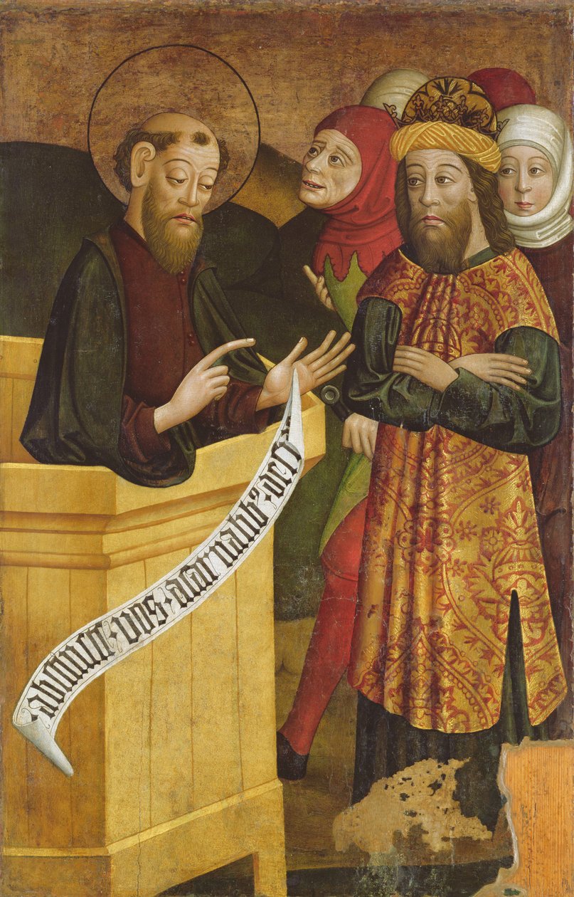 Painel do antigo retábulo-mor da Igreja de São Pedro e São Paulo em Csíksomlyó, c.1480 (têmpera de ovo no painel) de Hungarian School