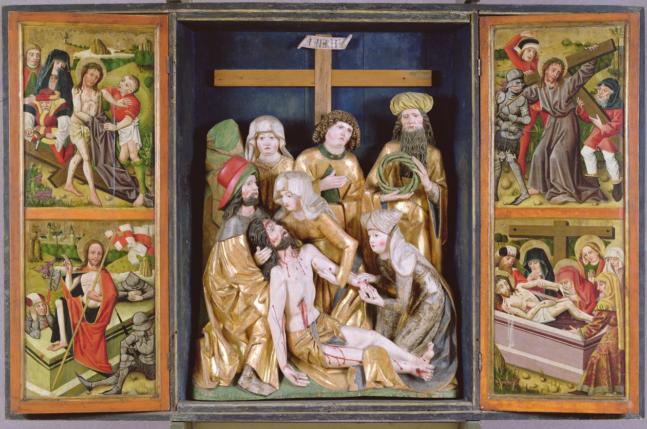 Altar da Paixão, Janosret, 1480-90 (madeira pintada e dourada) de Hungarian School