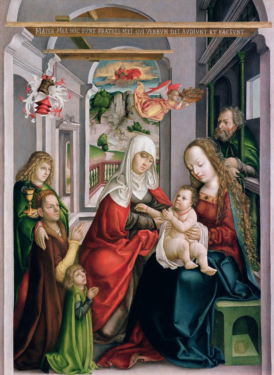 Santa Ana com a Virgem e o Menino, Eperjes, c.1520 (têmpera em madeira de pinho) de Hungarian School