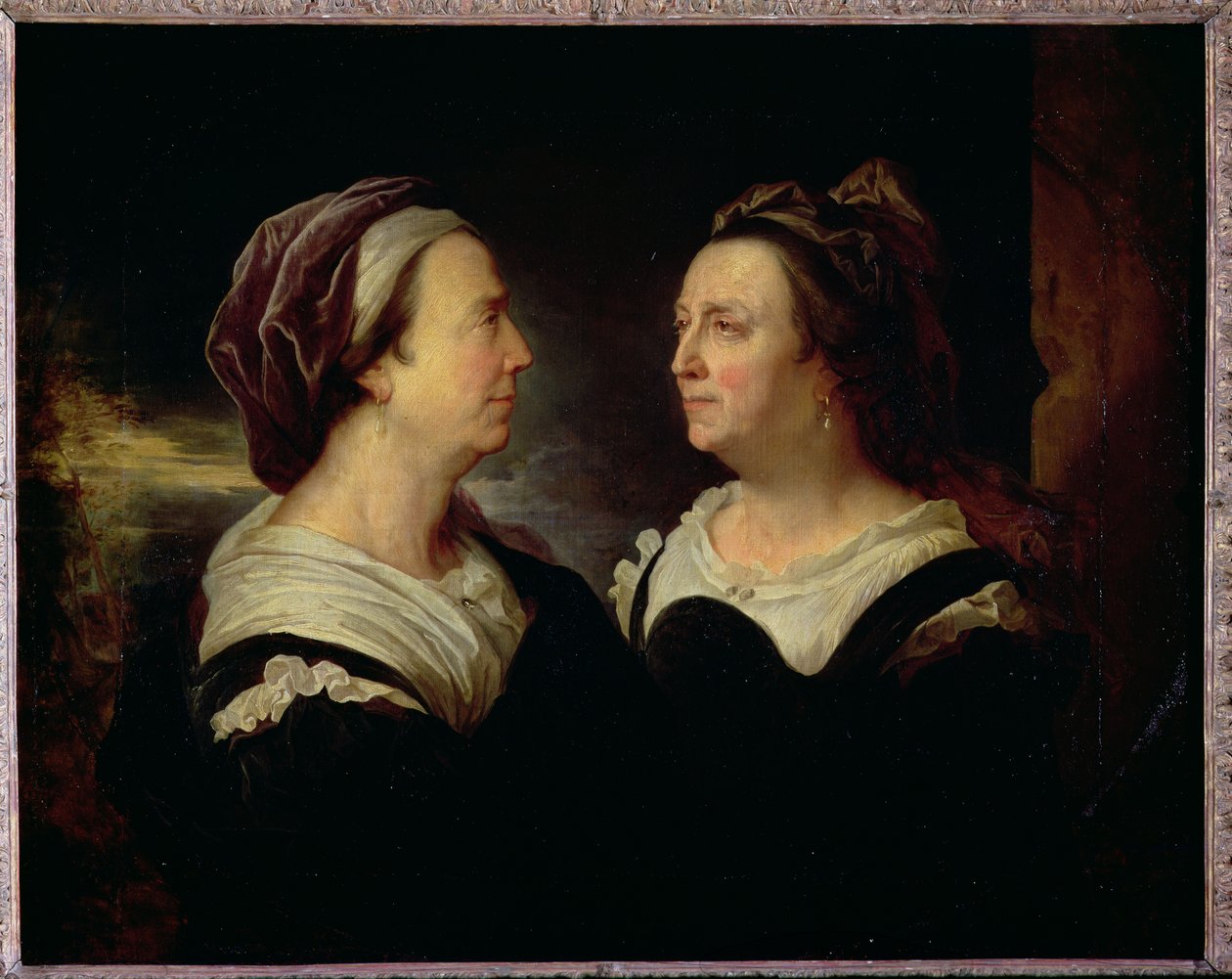 Retrato duplo de Marie Serre, mãe do artista, 1695 de Hyacinthe Francois Rigaud