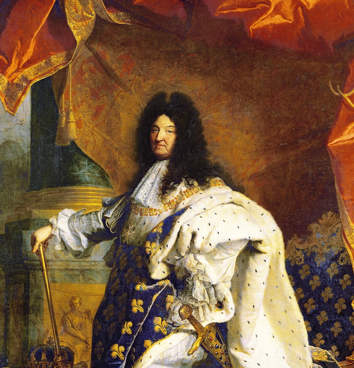 Louis XIV em traje real, 1701 (detalhe de 59867) de Hyacinthe Francois Rigaud
