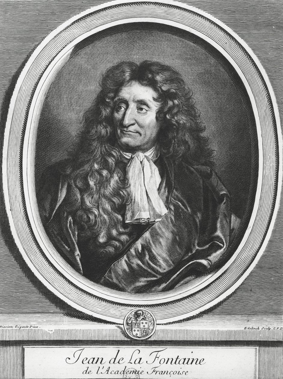 Jean de La Fontaine (1621-95) gravado por Gerard Edelinck (1640-1707) de Hyacinthe Francois Rigaud