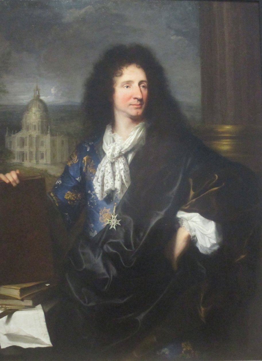 Retrato de Jules Hardouin-Mansart, arquiteto do rei da França Louis XIV (1643-1715) de Hyacinthe Francois Rigaud