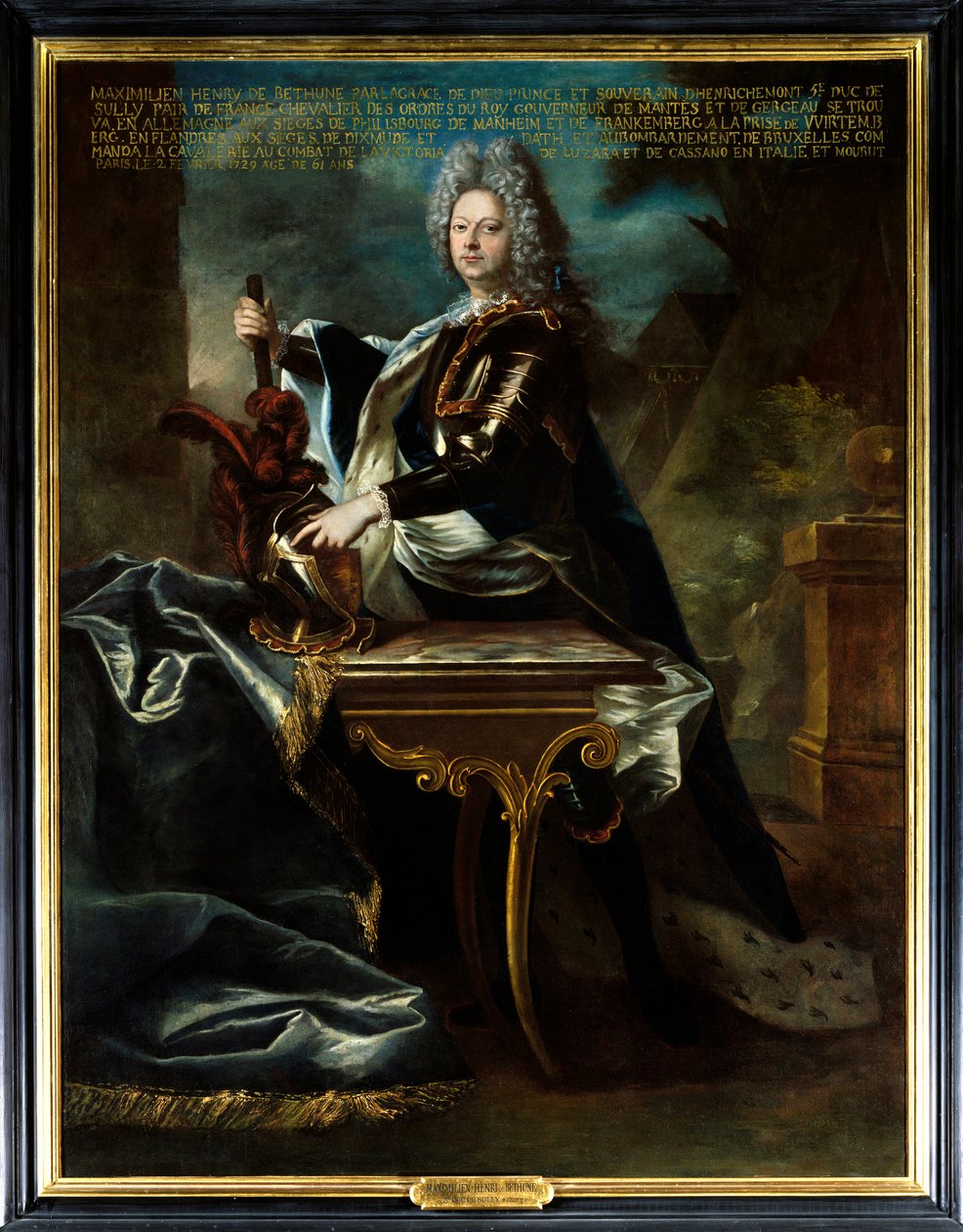 Retrato de Maximiliano Henrique VI de Betune, Quinto Duque de Sully (1669-1729). Pintura atribuída a Hyacinthe Rigaud (1659-1743). Óleo sobre tela. Menção obrigatória: Sully sur Loire, Chateau de Sully - Retrato de Maximiliano Henrique VI de Bethune, quint de Hyacinthe (attr. to) Rigaud