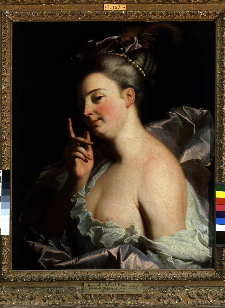 Retrato de um desconhecido "The Threatened" (óleo sobre tela) de Hyacinthe Francois Rigaud