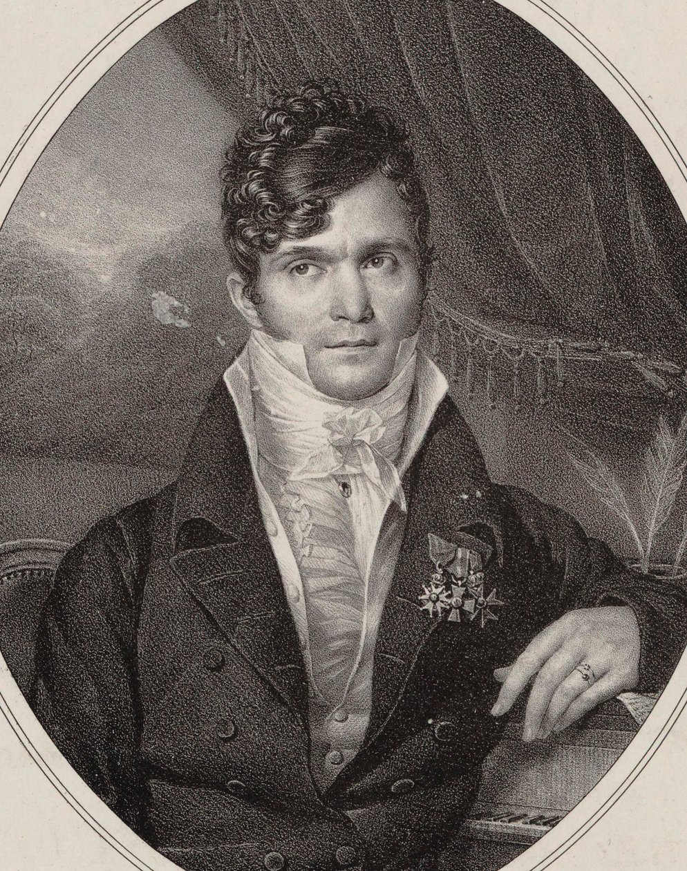 Retrato do maestro e compositor Gaspare Spontini 1774-1851, 1824. de Hyacinthe Louis Victor Jean Baptiste Aubry