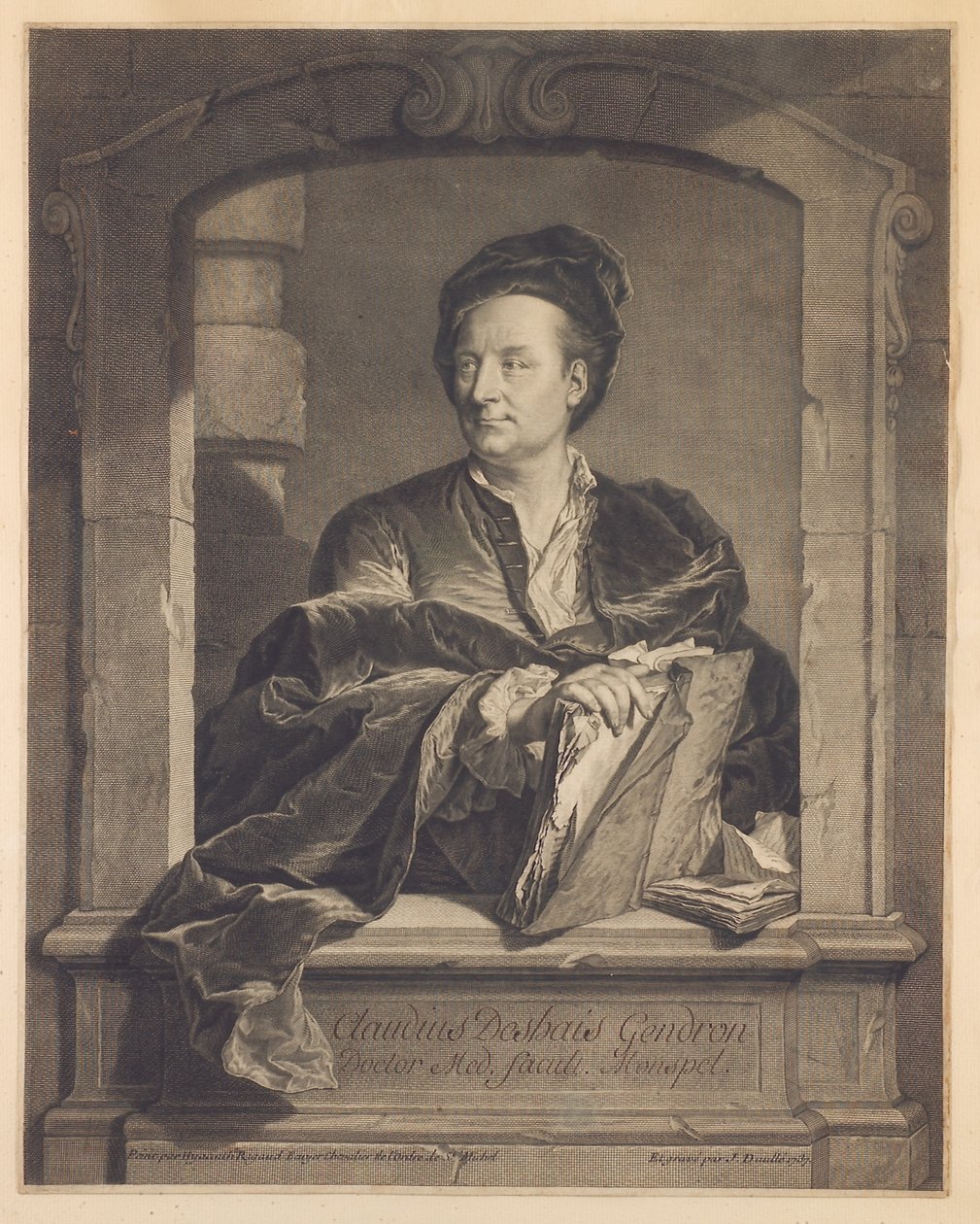 Doutor Claude Deshais Gendron, gravado por J. Daulle, c.1737 de Hyacinthe Francois Rigaud