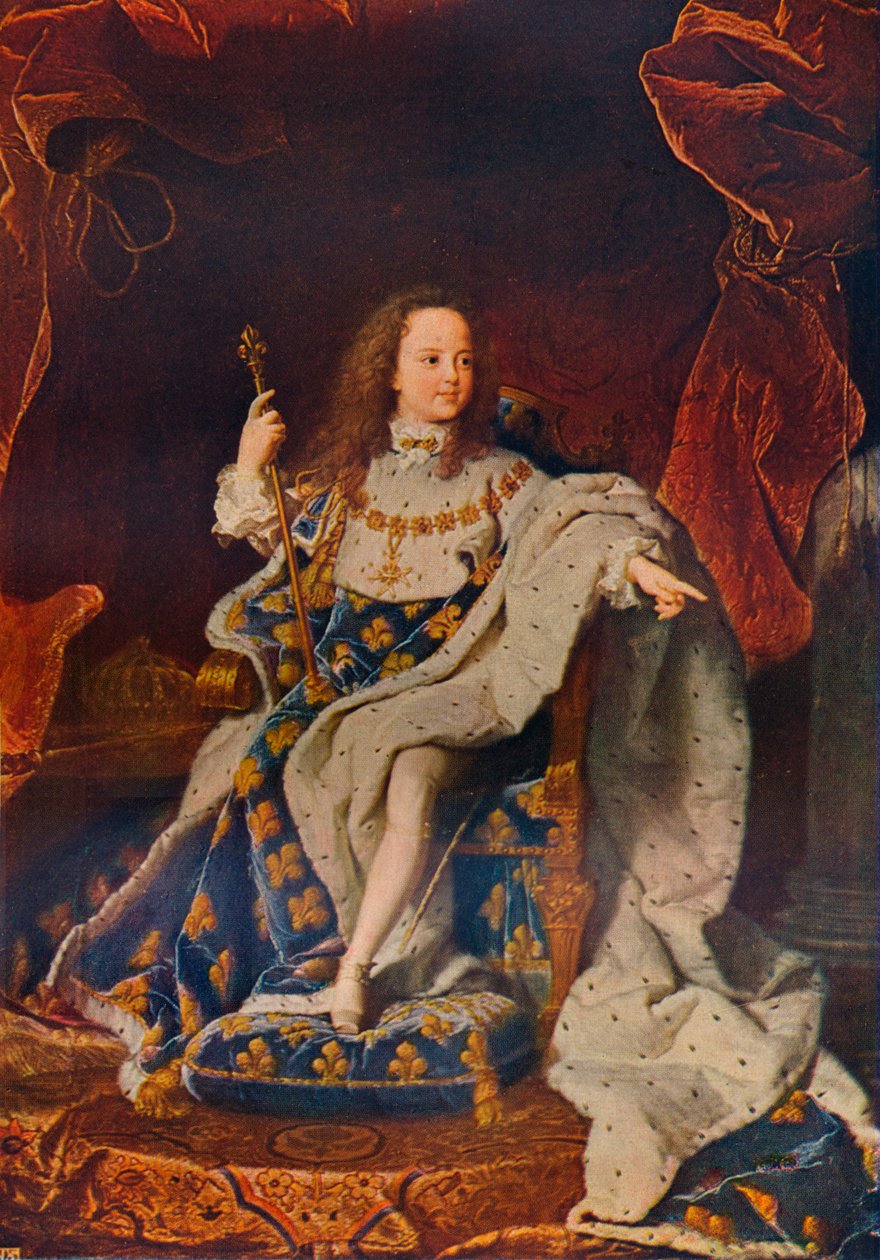Louis XV 1710-1774, aos cinco anos de idade, no traje do Sacre, c1716 a 24, 1911 de Hyacinthe Francois Rigaud