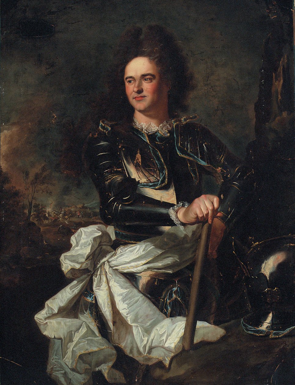 Retrato do conde d&39;Evreux, com o bastão de um marechal e a faixa da Ordem do Santo Esprit de Hyacinthe Francois Rigaud