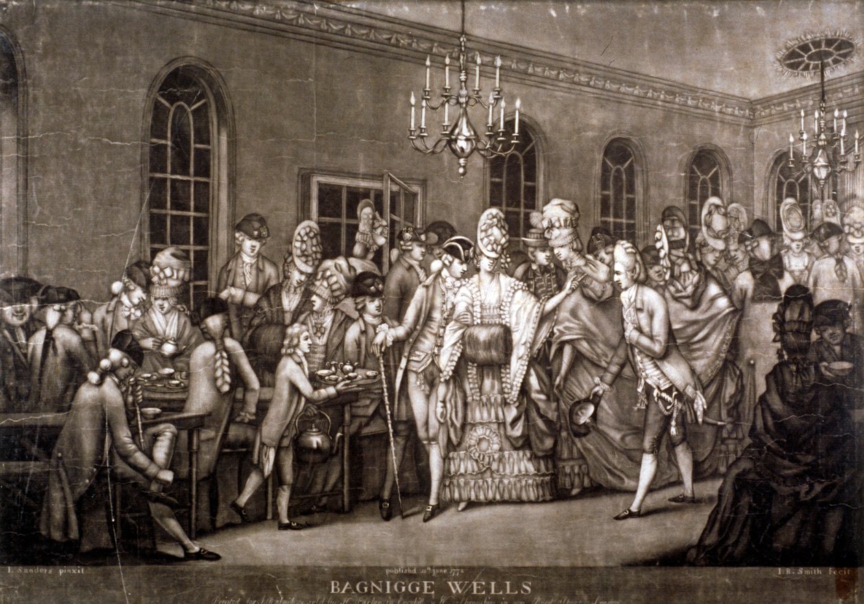 Vista de uma sala lotada em Bagnigge Wells, Londres, 1772. de IR Smith