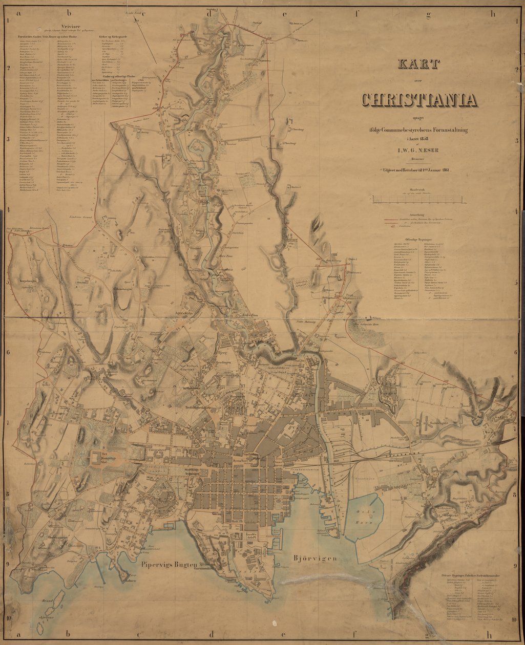 Mapa de Christiania de I.W.G. Næser
