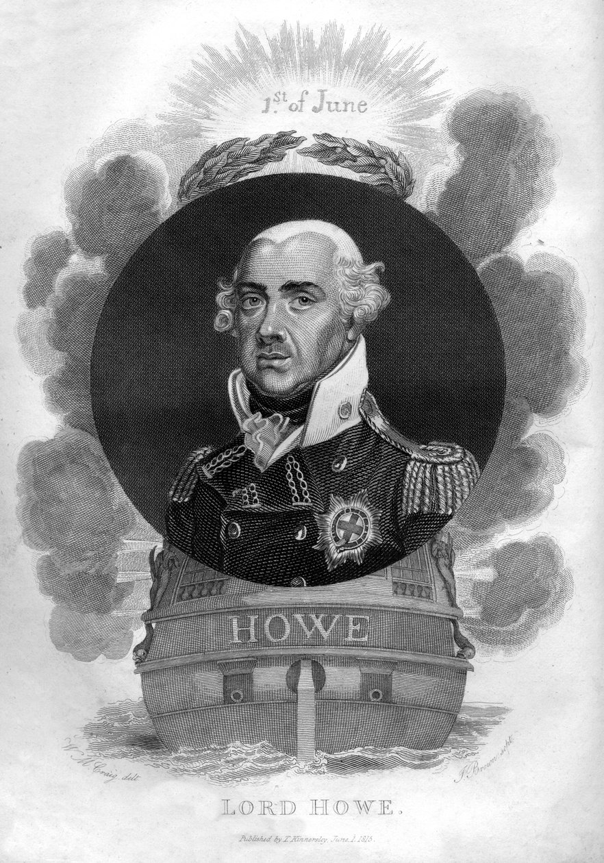 Almirante Richard Howe, 1o Earl Howe, 1726-1799, almirante inglês, 1816. de I. Brown