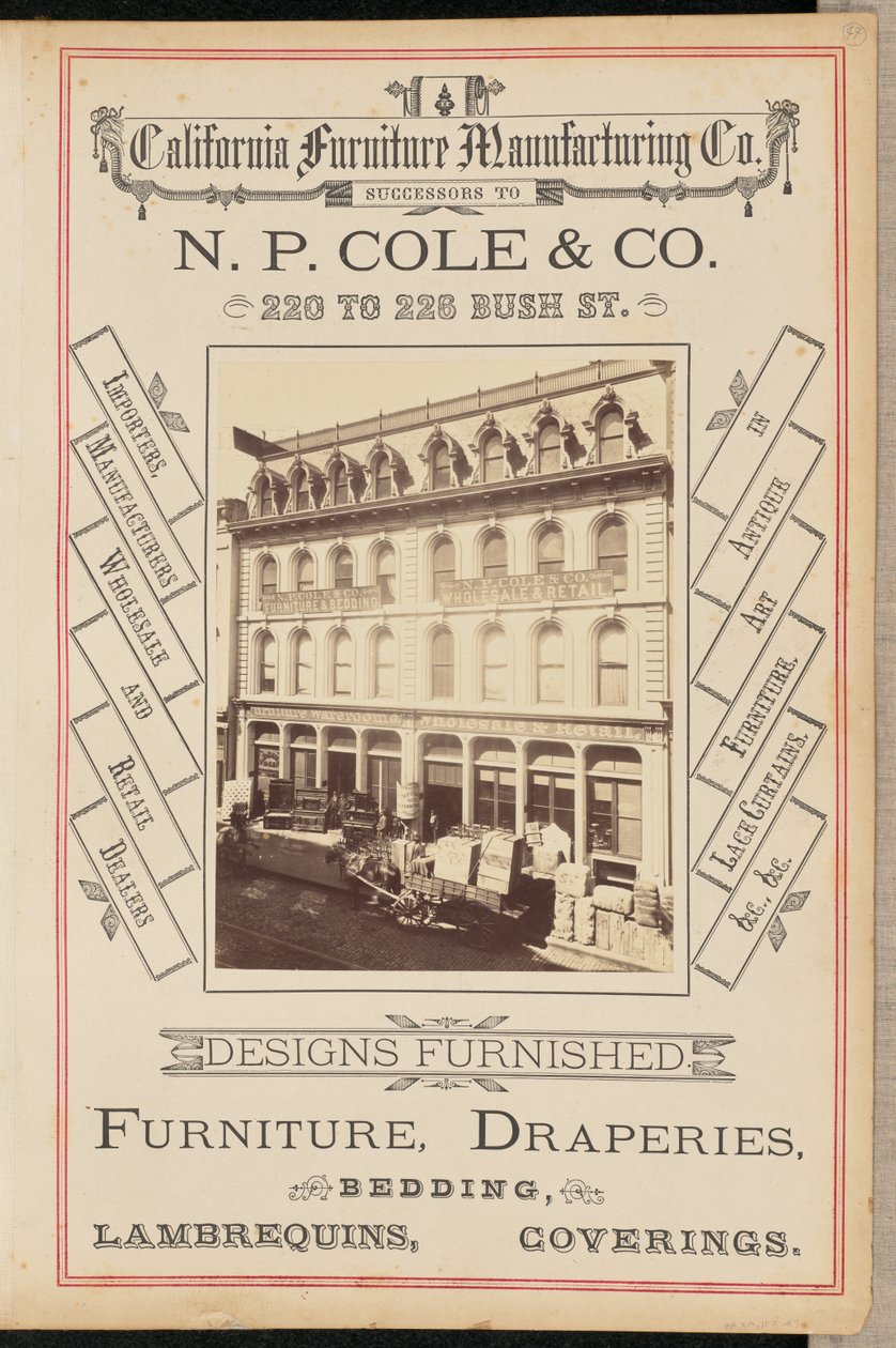 [Empresa de fabrico de mobiliário da Califórnia, São Francisco] de I. W. Taber