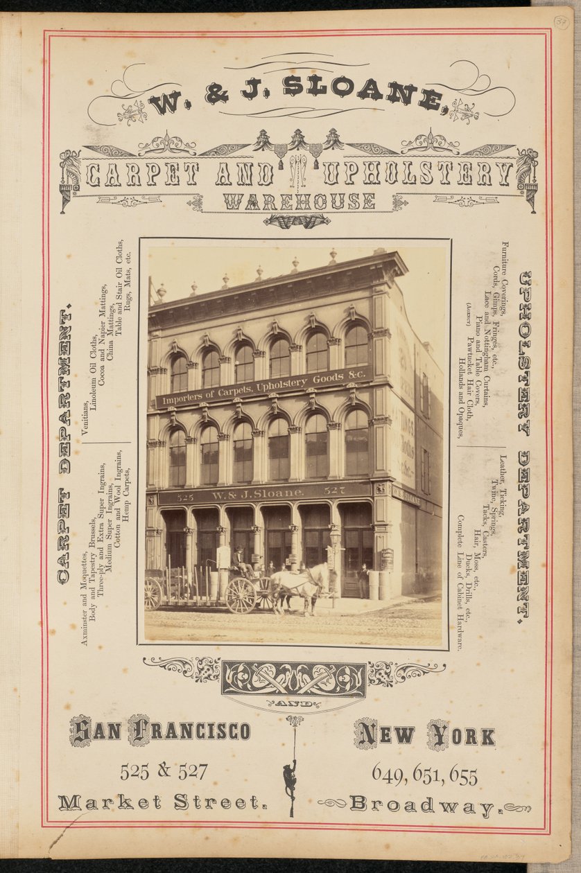 [Armazém de Carpetes e Estofos W. e J. Sloane, São Francisco] de I. W. Taber