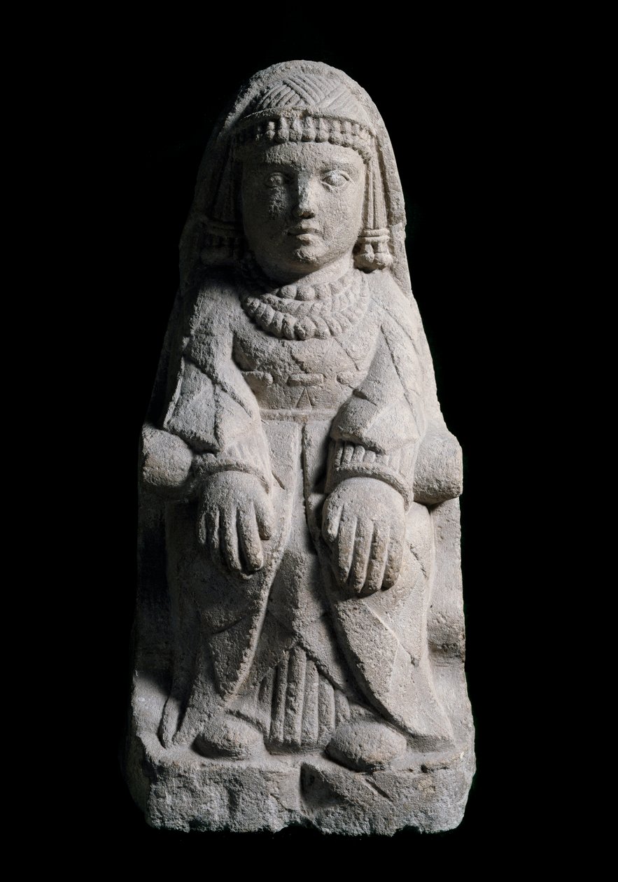 Senhora sentada. Escultura em calcário, séc. IV-2nd a.C. de Iberian