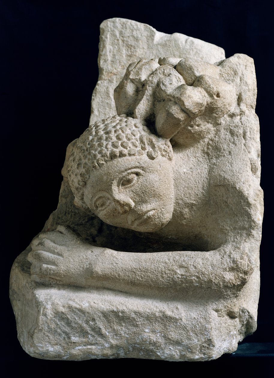 Homem atacado por um Leão, Fragmento de Osuna (Urso), Espanha de Iberian School