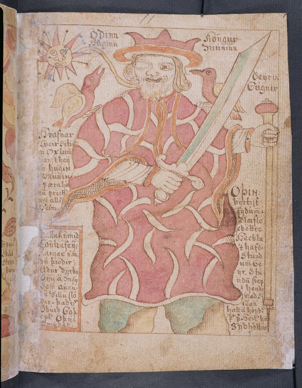 Odin, de Melsteds Edda (caneta e tinta e wc no papel) de Icelandic School
