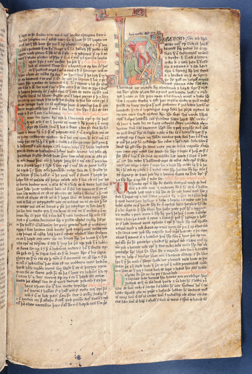 O começo do conto de Halfdan o preto, de Flateyjarbok (o livro de Flatey) final do século XIV de Icelandic School