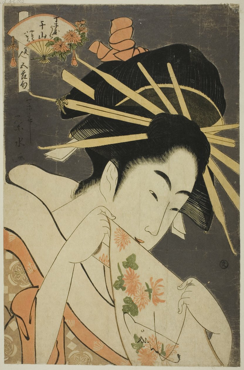 A cortesã Senzan do Chojiya, da série "Belezas dos Cinco Festivais (Bijin gosekku)" de Ichirakutei Eisui