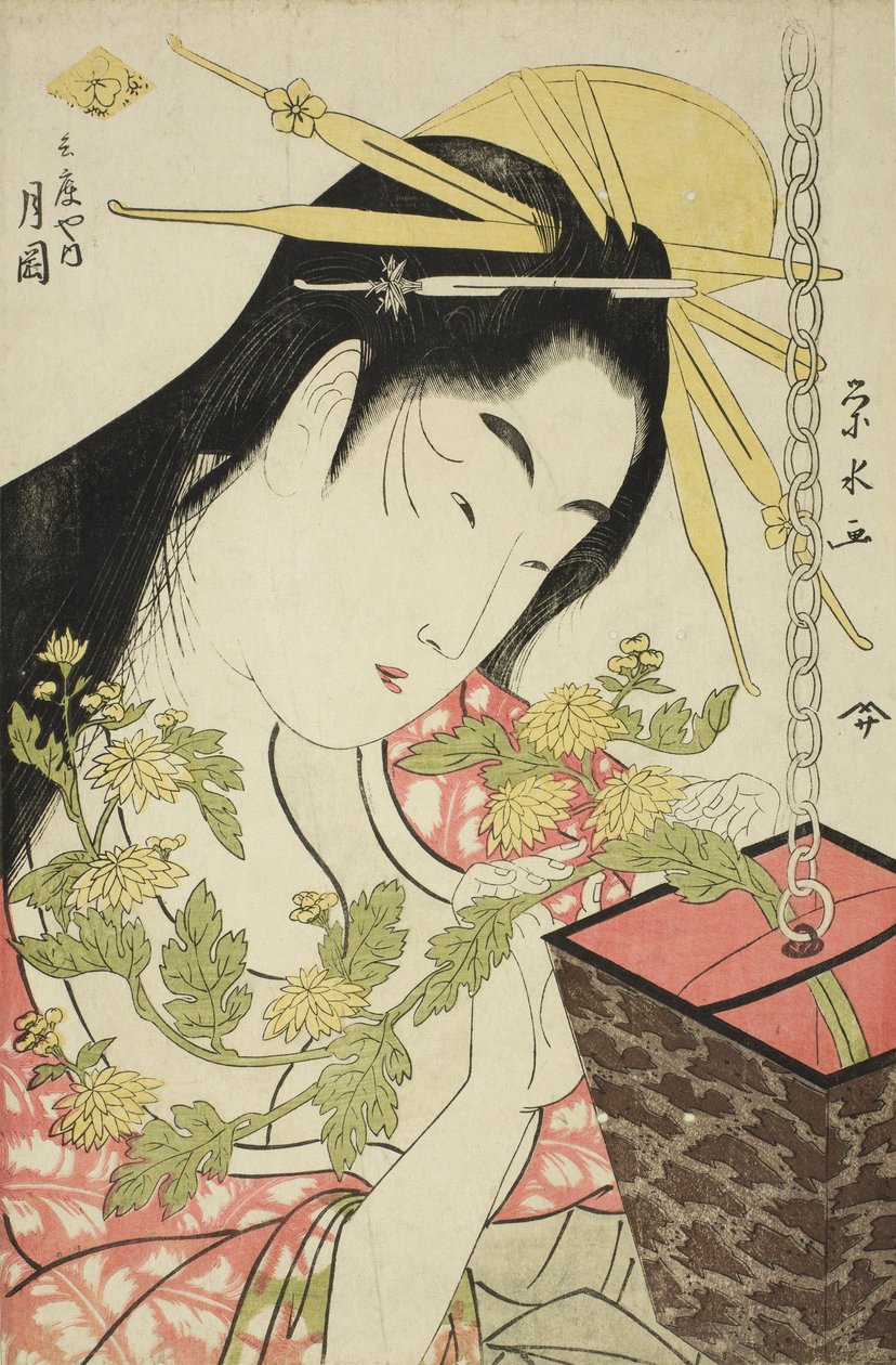 A cortesã Tsukioka da Hyogoya, c.1797 de Ichirakutei Eisui