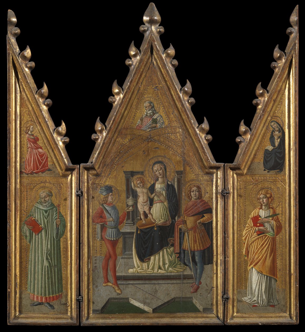 Tríptico, c.1920-29 (óleo e folha de ouro no painel) de Icilio Federico Joni