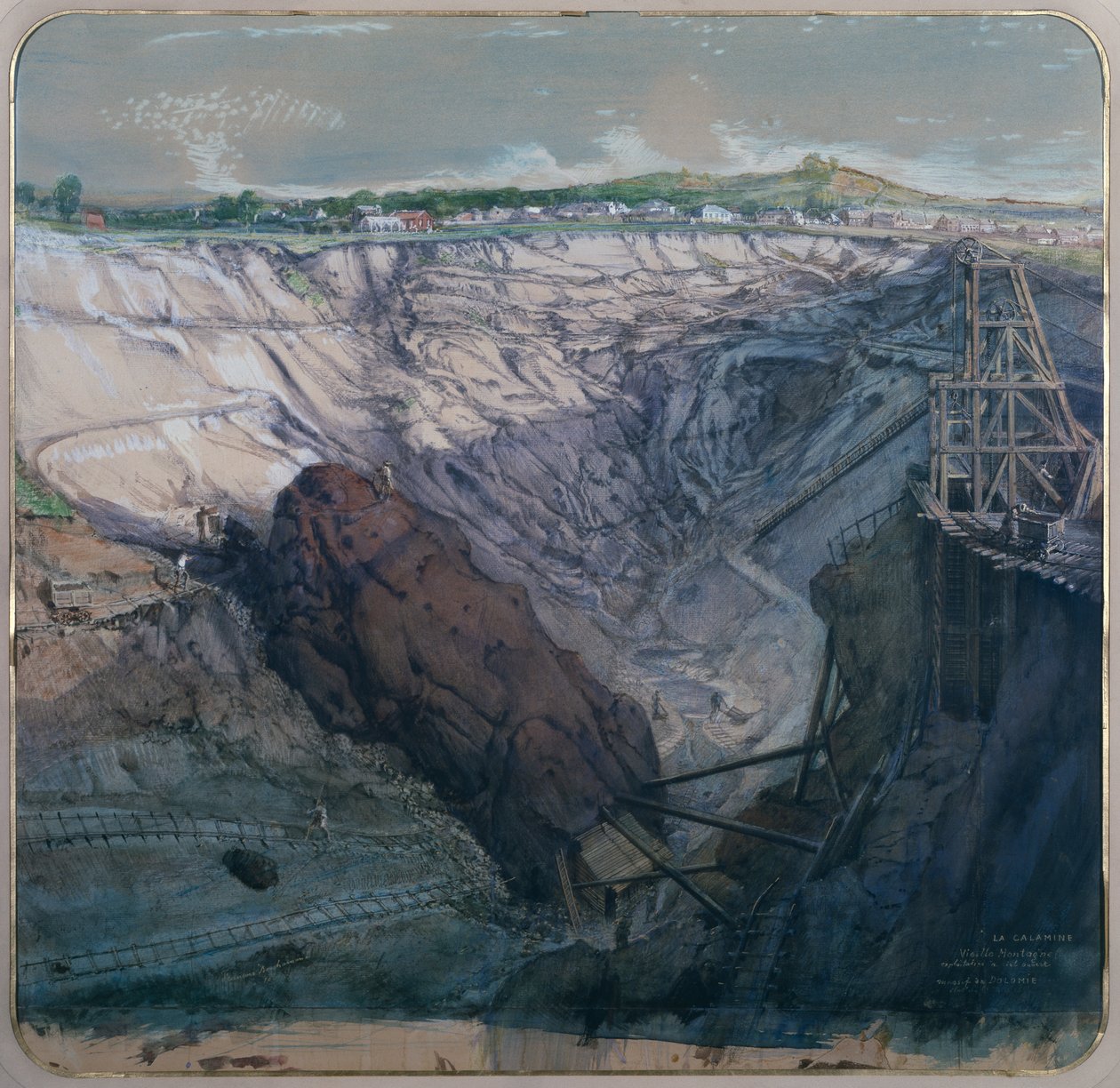 A Calamina, A Montanha Velha, Mineração a Céu Aberto, Maciço Dolomita, 1857 de Ignace Francois Bonhomme