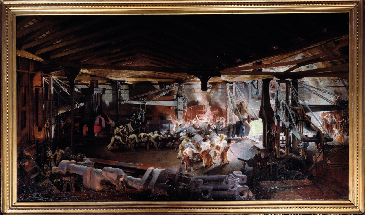 Forjando com um martelo de tambor. Pintura de François Bonhomme (1809 - 1881) de Ignace Francois Bonhomme