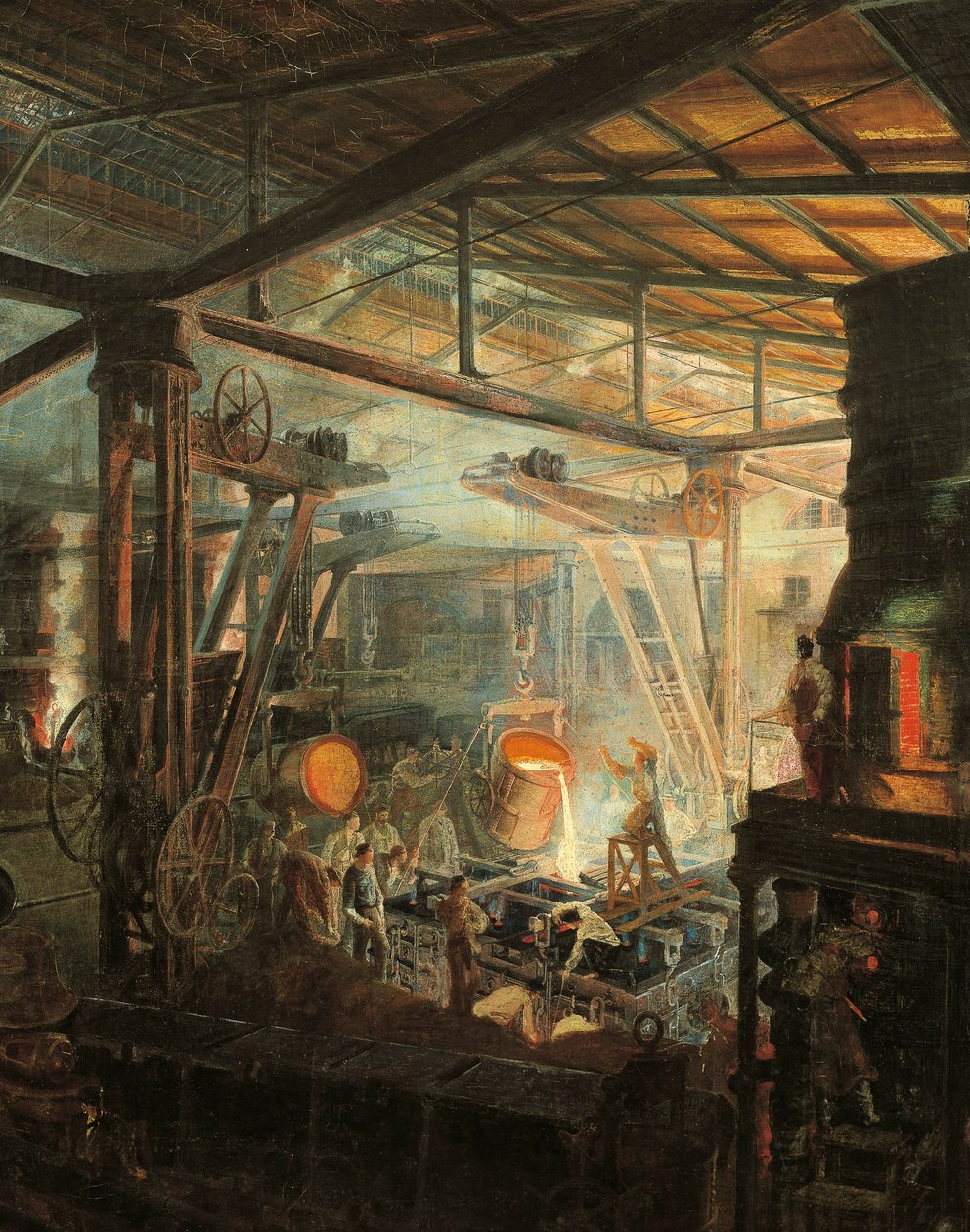 França, A Fundição, ca. 1864 (óleo sobre tela) de Ignace Francois Bonhomme