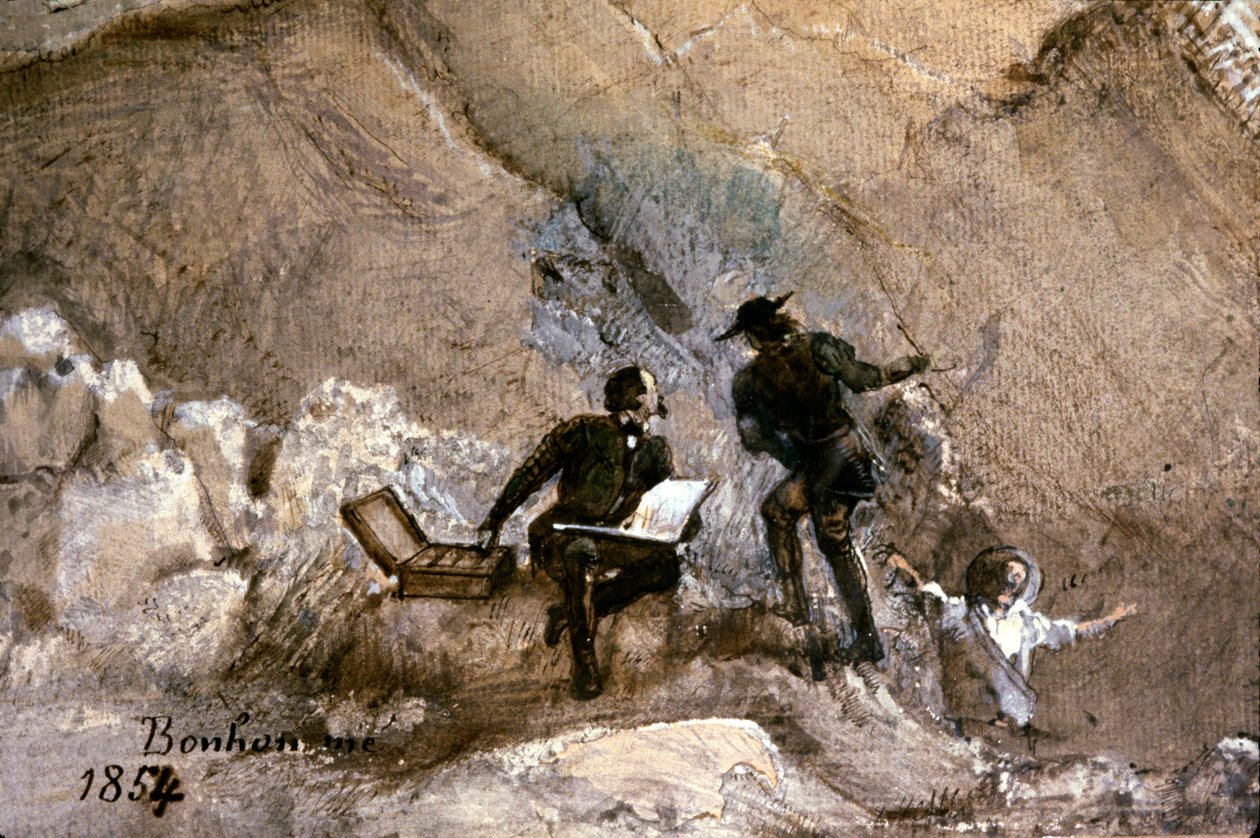 Ignace Francois Bonhomme pintando ao ar livre de Ignace Francois Bonhomme