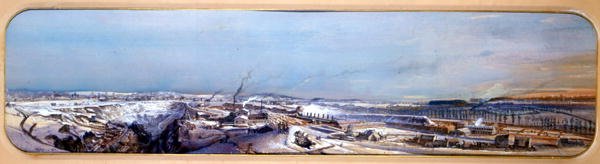 Paisagem industrial no campo de carvão Blanzy sob a neve, Saone-et-Loire de Ignace Francois Bonhomme