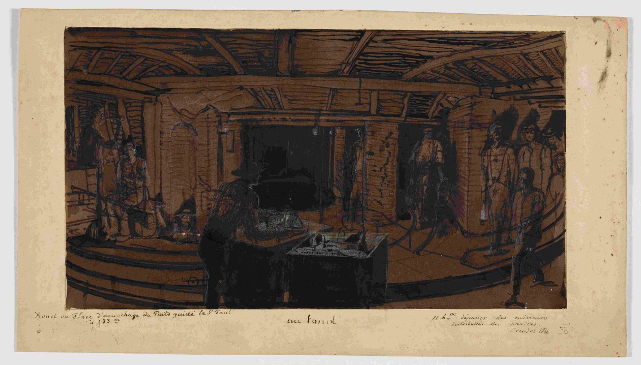 Ao fundo, o almoço dos mineiros, 1866 de Ignace Francois Bonhomme