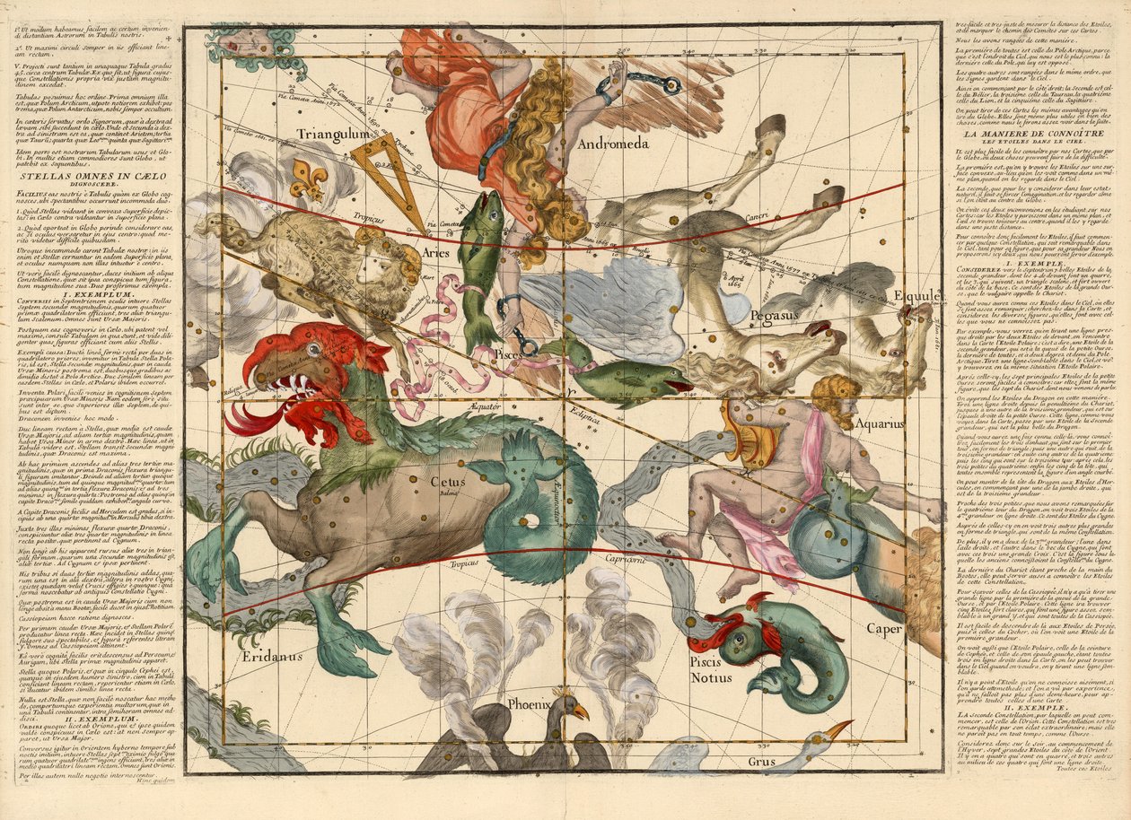 Vernal Equinox, Placa 2 de aviões globo placa celestes durante a descrição, Pub. 1674 (gravura colorida mão) de Ignace Gaston Pardies