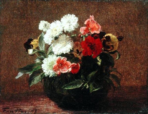 Flores num vaso de barro de Ignace Henri Jean Fantin Latour
