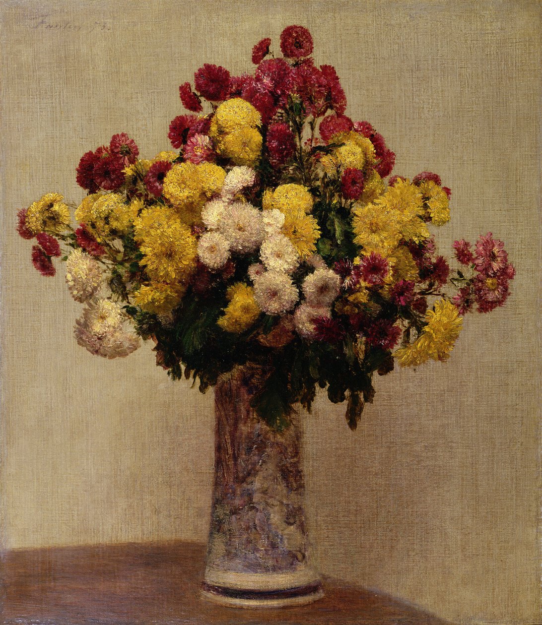 Crisântemos em um vaso, 1873 de Ignace Henri Jean Fantin Latour