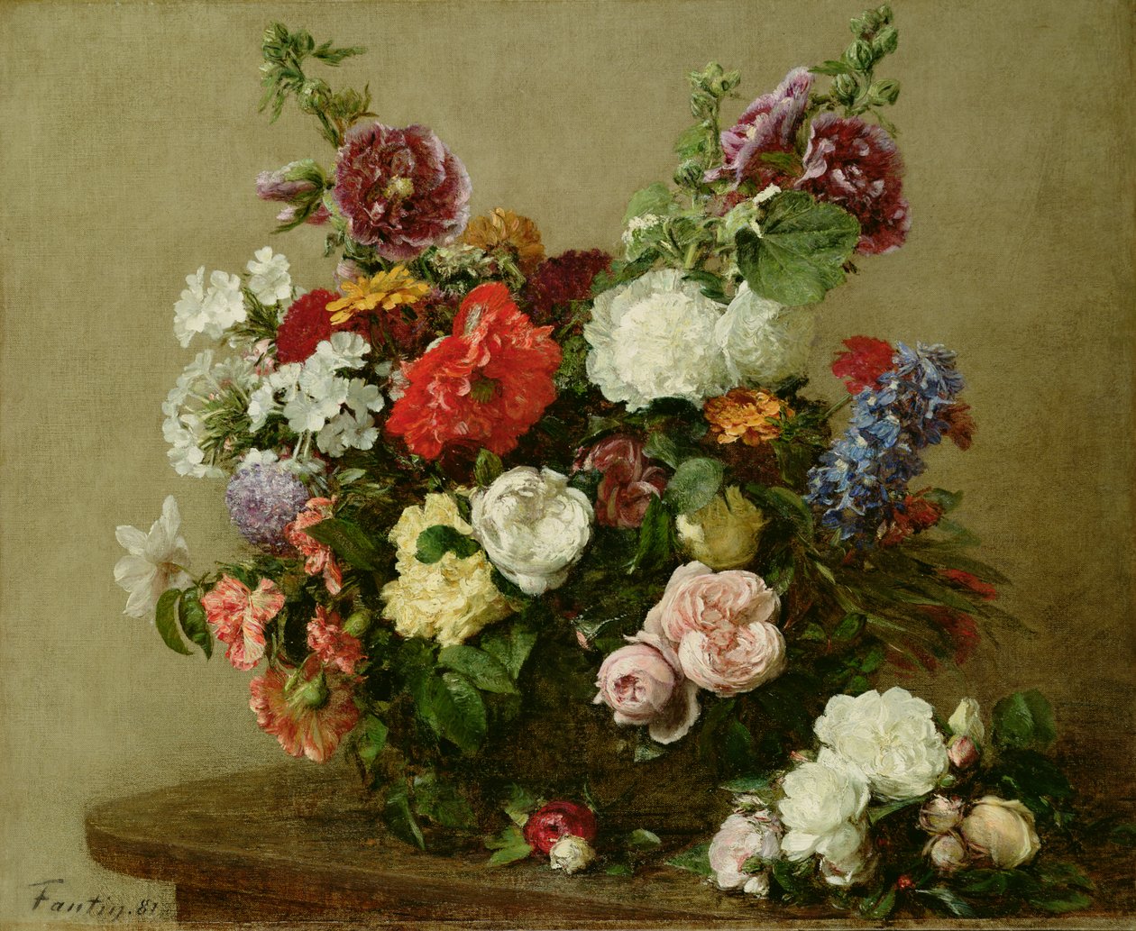 Rosas e peônias francesas, 1881 de Ignace Henri Jean Fantin Latour