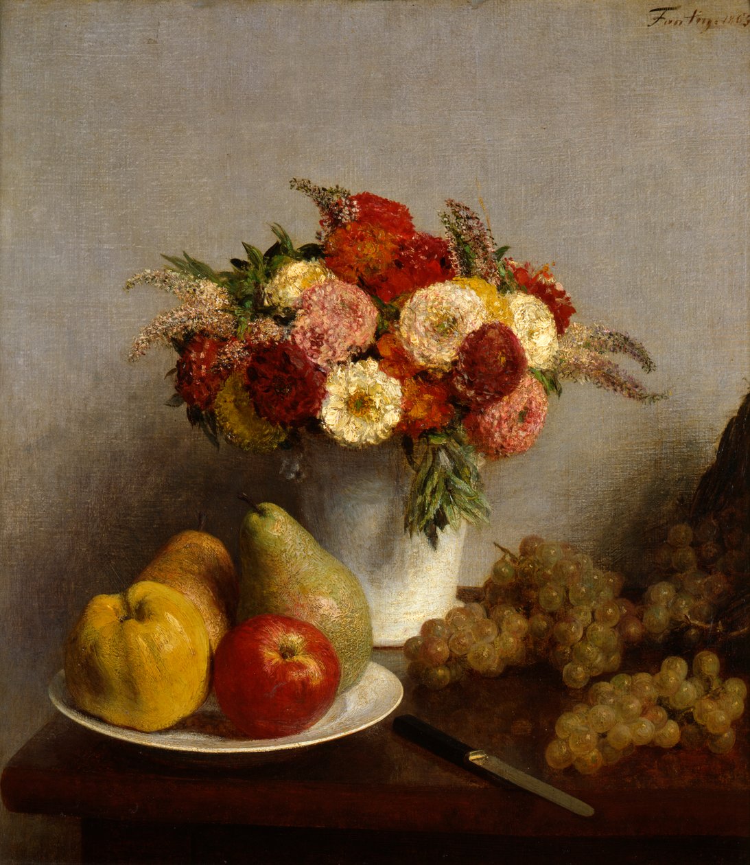 Fruta e flores, 1865. de Ignace Henri Jean Fantin Latour