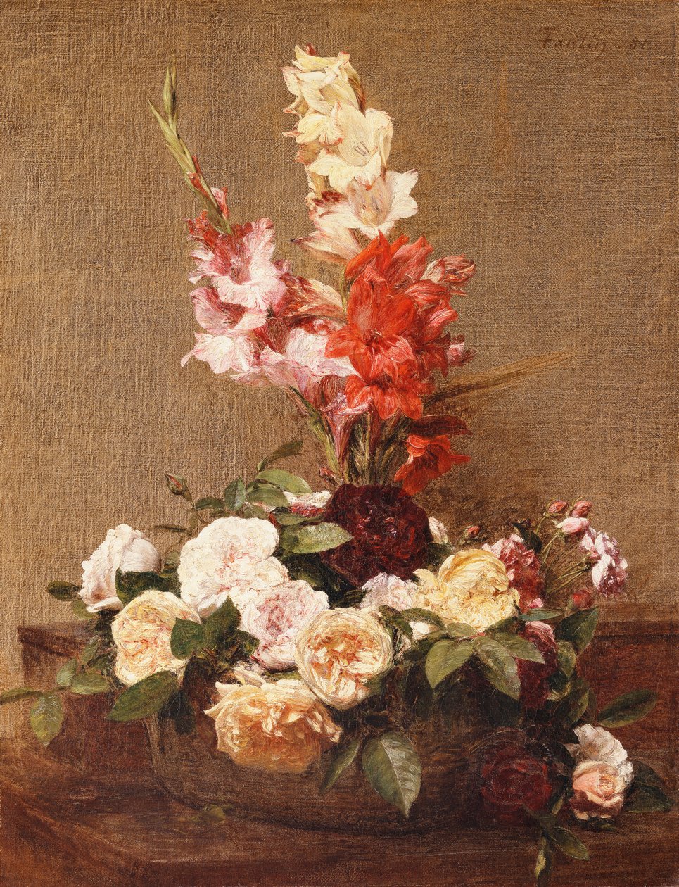 Gladíolos e rosas, 1881 de Ignace Henri Jean Fantin Latour