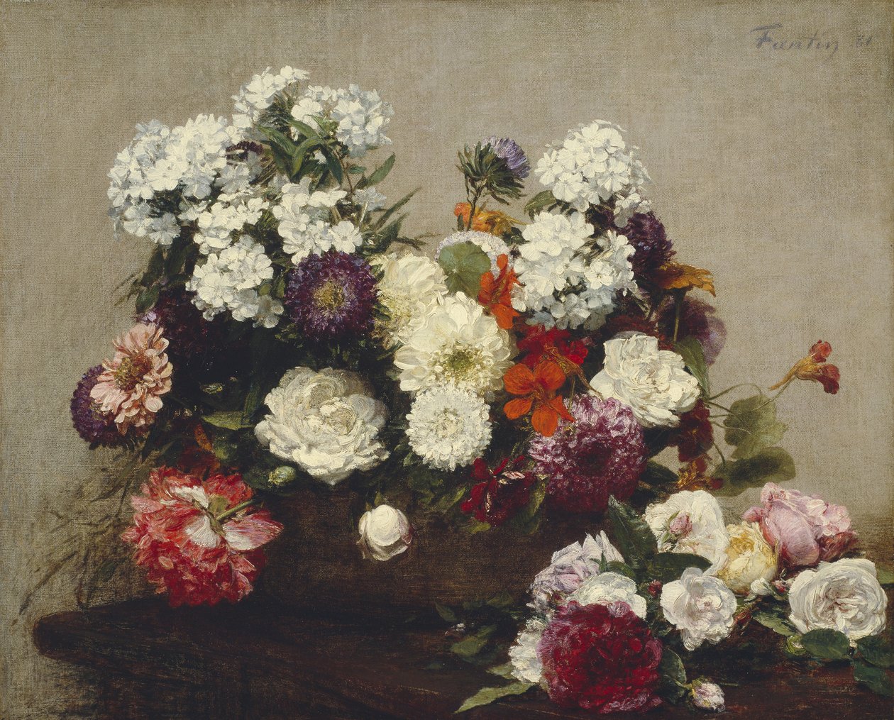 Ainda vida com flores, 1881 de Ignace Henri Jean Fantin Latour
