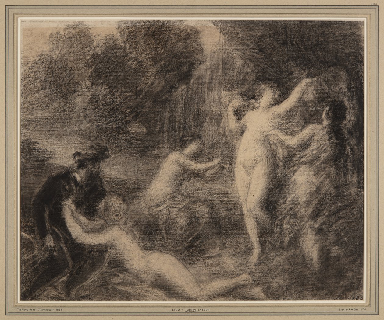 Tannhaüser au Venusberg (giz sobre papel) de Ignace Henri Jean Fantin Latour