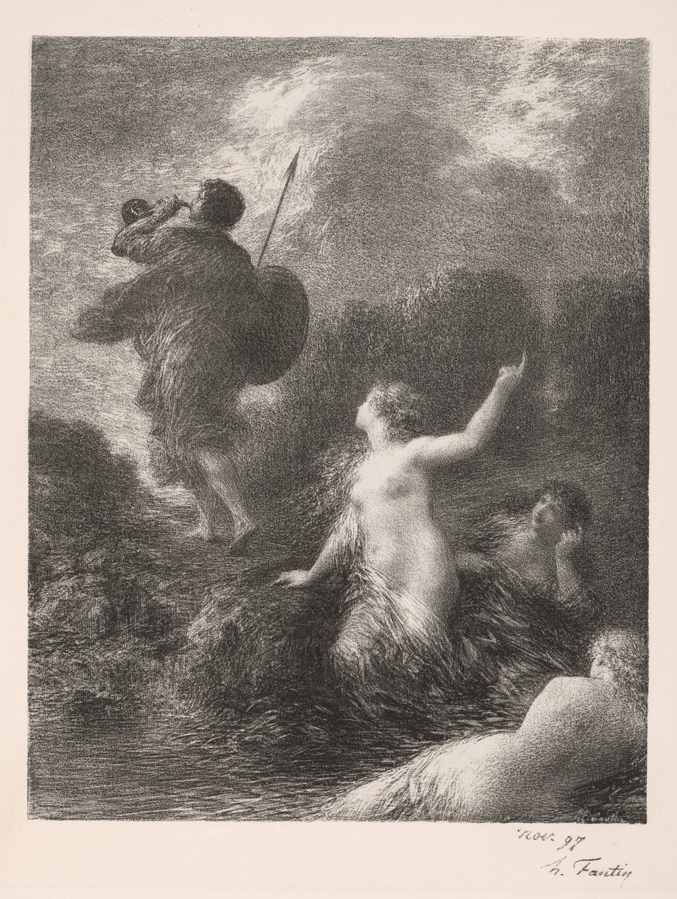 Crepúsculo dos deuses: Siegfried e as donzelas do Reno, 1897. de Ignace Henri Jean Fantin Latour