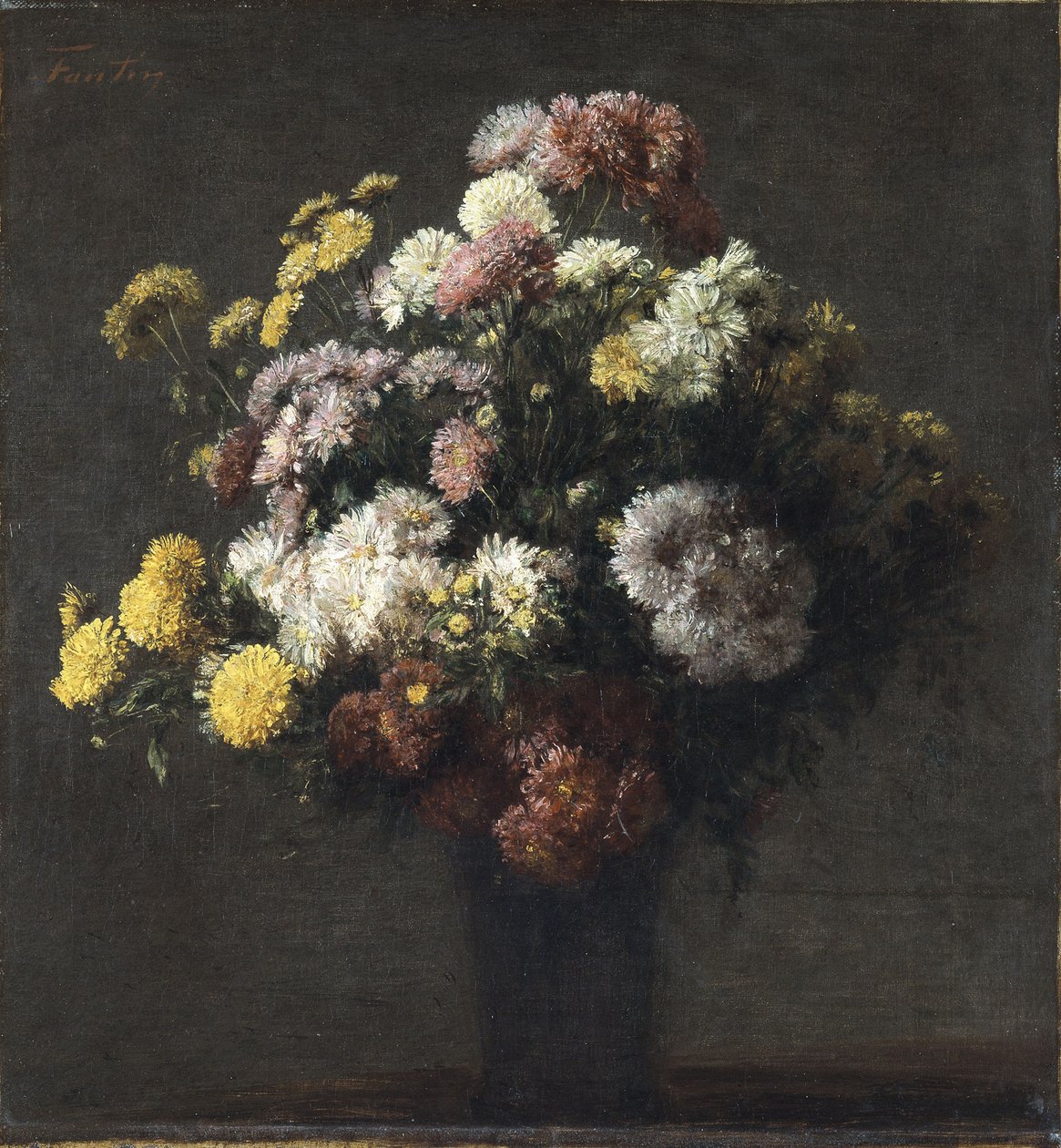 Vaso com crisântemos de Ignace Henri Jean Fantin Latour