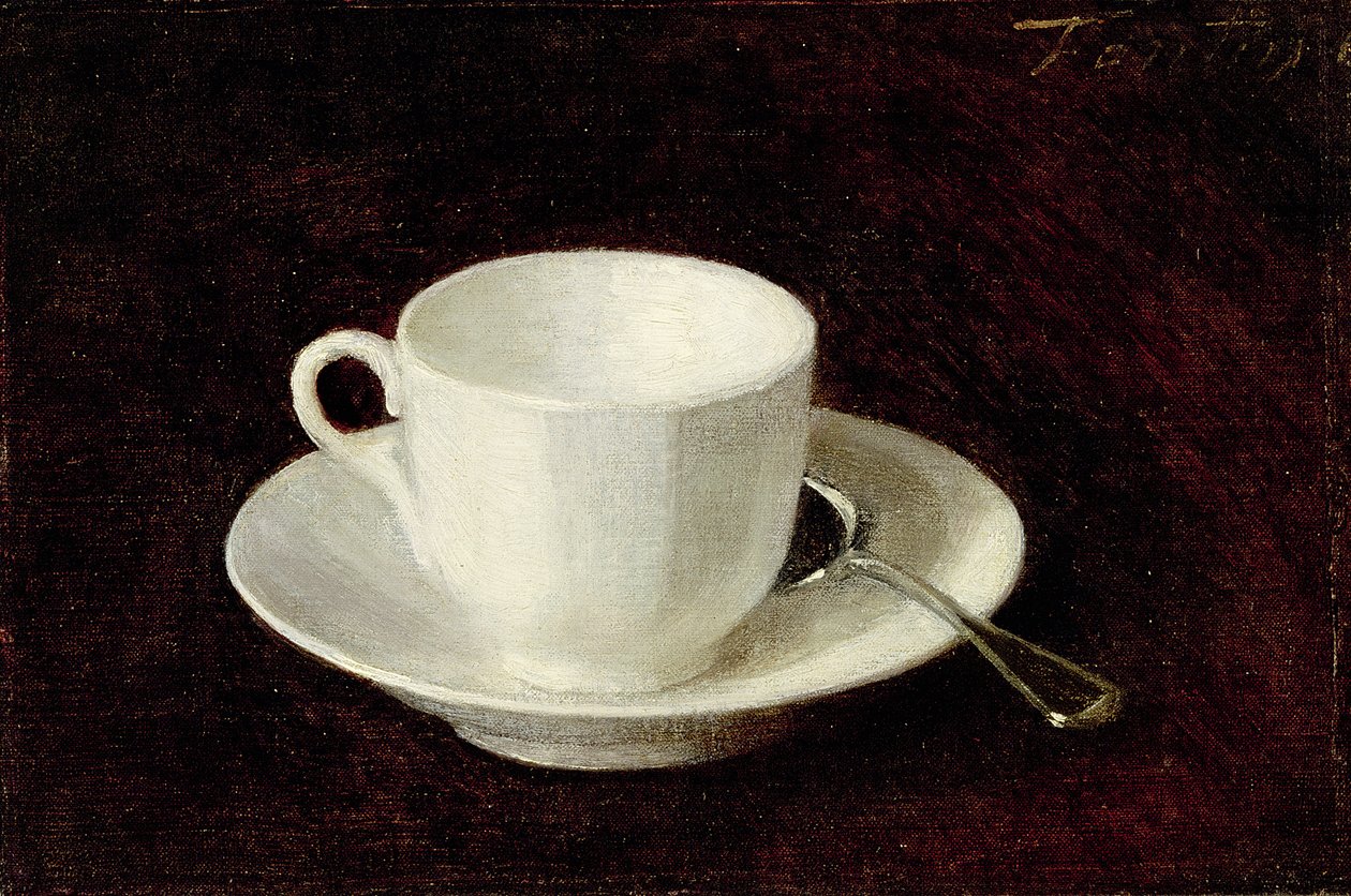 Xícara Branca e Pires, 1864 de Ignace Henri Jean Fantin Latour
