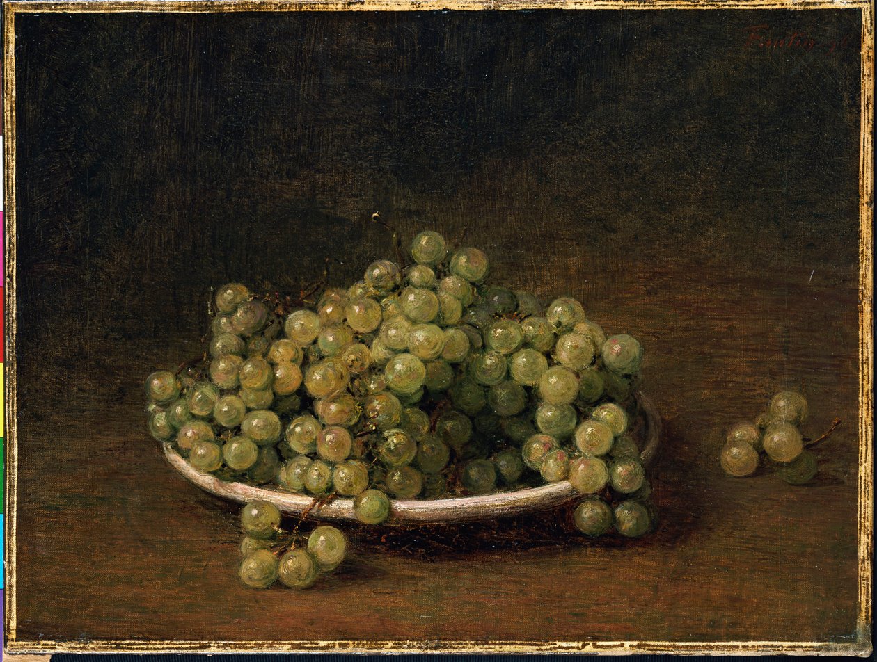 Uvas brancas em um prato de Ignace Henri Jean Fantin Latour